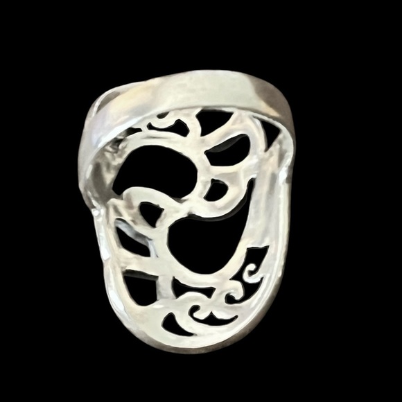 Sterling Silver Open Filigree Hand Crafted Ring Size 8.5 6grams - Picture 4 of 7
